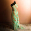 Pure sea green designer mul cotton saree