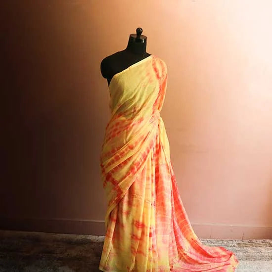 Yellow tie and dye  Designer Mul Cotton