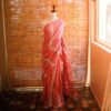 Peach colour designer Mul cotton saree