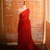 Red colour designer Mul cotton saree