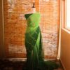 Shaded light green to dark green Georgette saree