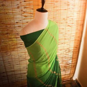 Shaded light green to dark green Georgette saree