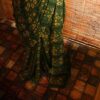 Bottle green colour designer Mul cotton saree