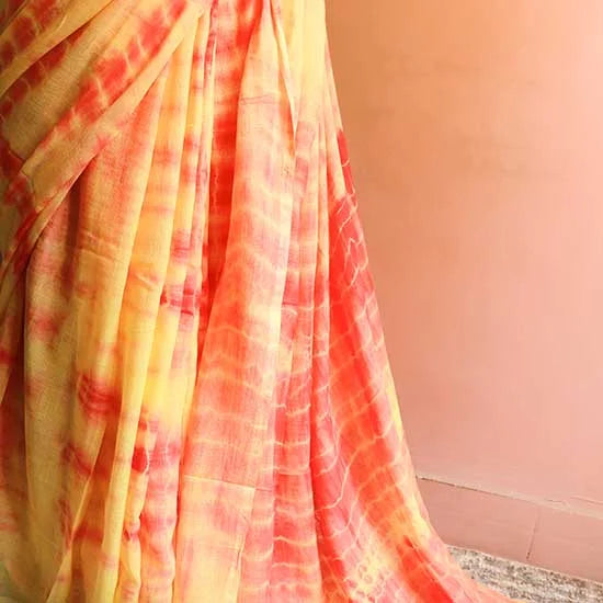 Yellow tie and dye  Designer Mul Cotton