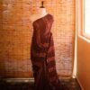 Reddish purple colour designer mul cotton saree