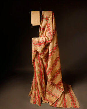 Beige with Red Kota Cotton Saree, Full sixe