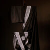 Black with White Printed Kota Cotton Saree, Close up