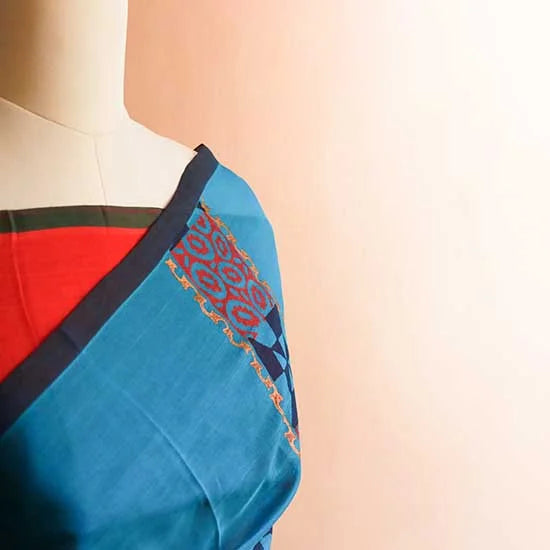 Pure Handloom Sapphire Blue Silk Cotton Saree