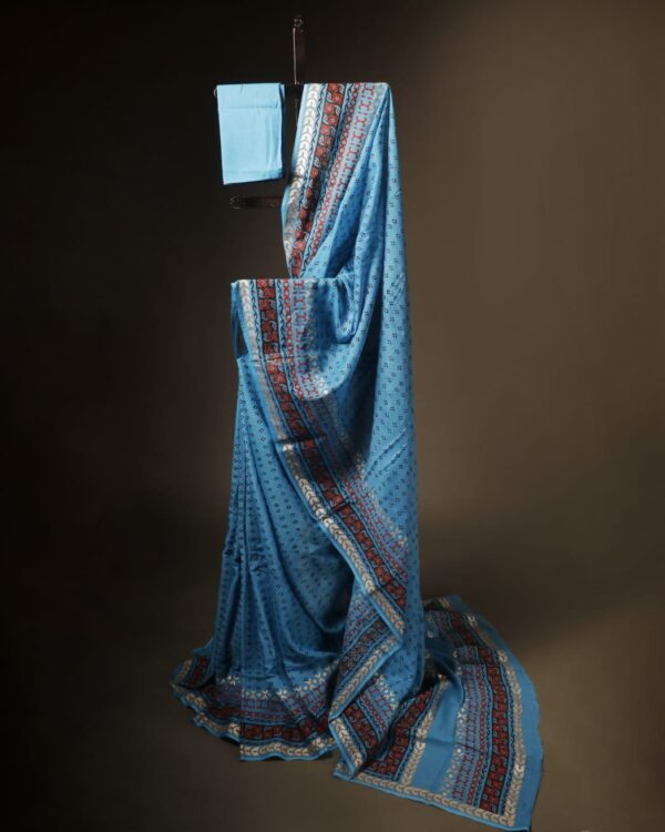 Blushing Blue Kota Cotton Saree, Full size