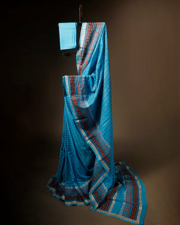 Blushing Blue Kota Cotton Saree, Full size 2
