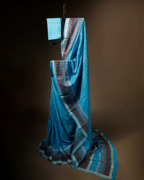 Blushing Blue Kota Cotton Saree, Full size 2