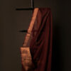 Cocoa Charm Brown Kota Cotton Zari Printed Saree, Top side close up