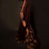 Cocoa Charm Brown Kota Cotton Zari Printed Saree, Full size 2