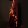 Earthen Elegance Brown Kota Cotton Zari Plain Saree, Full size