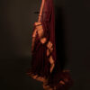 Earthen Elegance Brown Kota Cotton Zari Plain Saree,  Long size