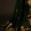 Emerald Enchantment Green Kota Cotton Zari Printed Saree, Bottom side close up