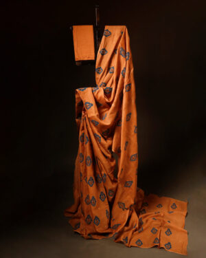 Floral Motifs Spiced Orange Kota Cotton Saree, Full size