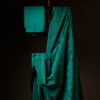 Green Kota Cotton Saree, close up