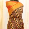 Mystic Sunset Orange and Black Striped Printed Kanchipuram Silk Saree
