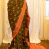 Citrus Grove Orange and Green Printed Kanchipuram Silk Saree