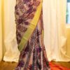 Sunset Bouquet Orange and Pink Printed Kanchipuram Silk Saree