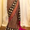 Blush Noir Pink and Black Printed Kanchipuram Silk Saree