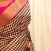 Blush Noir Pink and Black Printed Kanchipuram Silk Saree