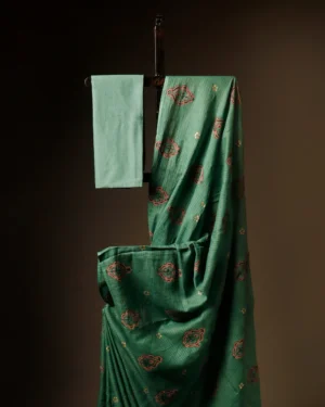 Light Green Kota Cotton Saree, Close up