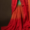 Uddup Skies Sky Blue and Red Linen Shaded Saree