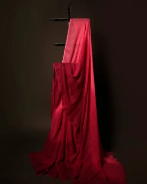 Mystic Blush Pink and Maroon Linen Shaded Saree