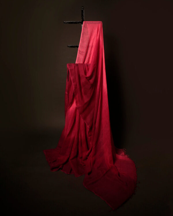 Mystic Blush Pink and Maroon Linen Shaded Saree
