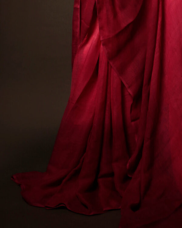 Mystic Blush Pink and Maroon Linen Shaded Saree
