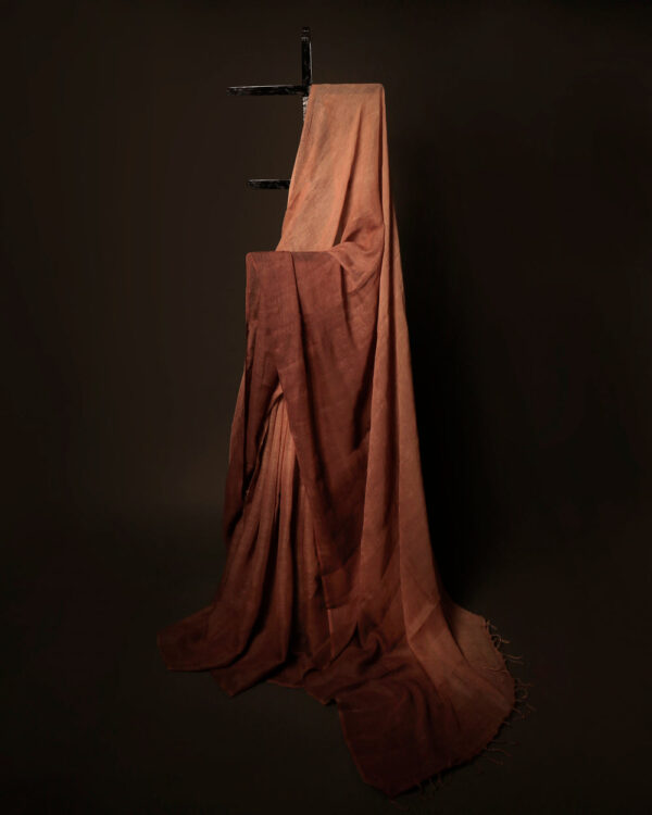 Earthen Elegance Beige and Brown Linen Shaded Saree