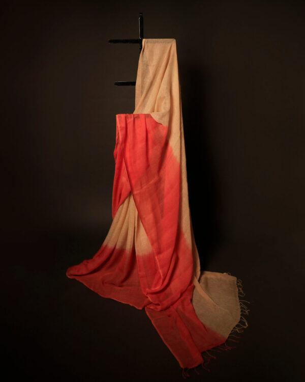 Saffron Sands Sandal and Orange Linen Shaded Saree