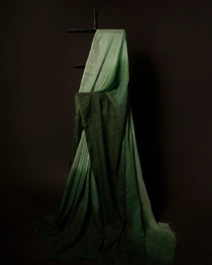 Emerald Enchantment Light Green and Dark Green Linen Shaded Saree