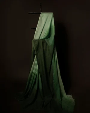 Emerald Enchantment Light Green and Dark Green Linen Shaded Saree