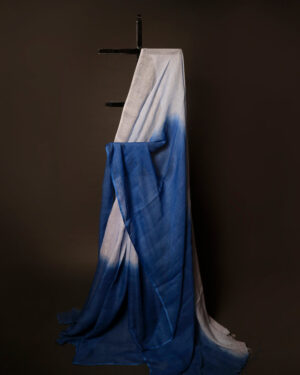 Slate Serenity Grey and Blue Linen Shaded Saree