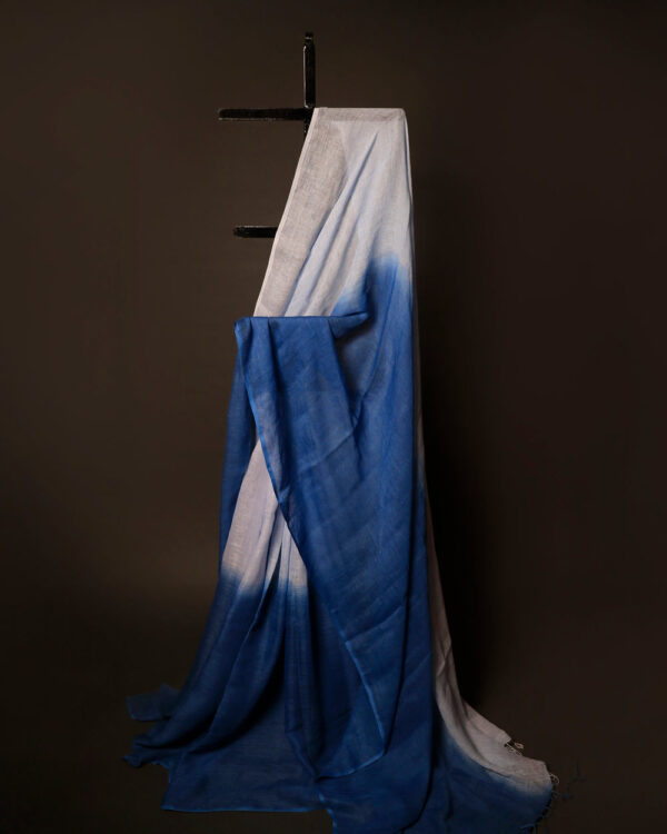 Slate Serenity Grey and Blue Linen Shaded Saree