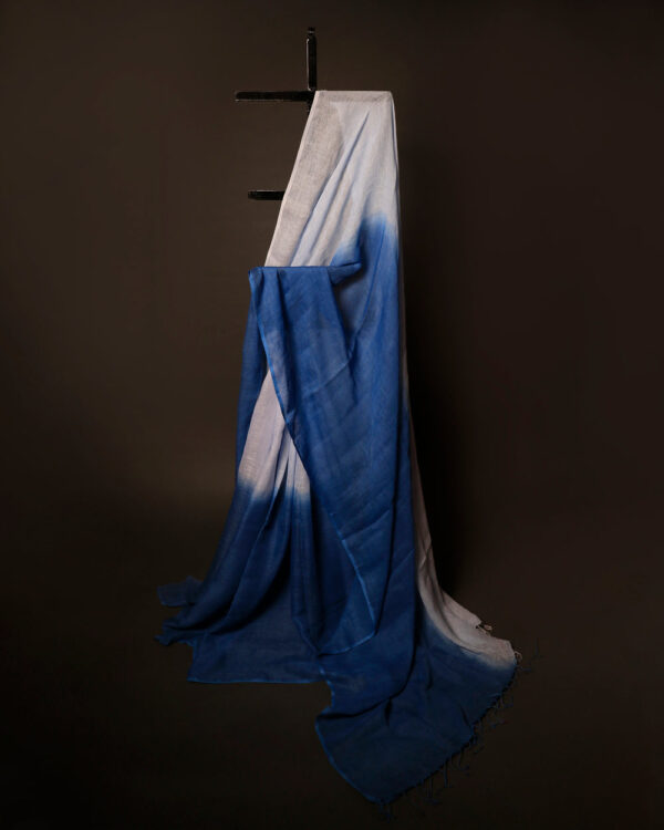 Slate Serenity Grey and Blue Linen Shaded Saree