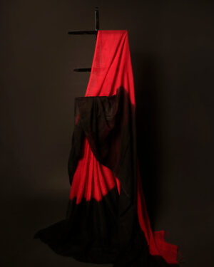 Crimson Noir Red and Black Linen Shaded Saree