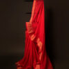 Crimson Elegance Red Kota Cotton Zari Plain Saree