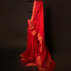 Crimson Elegance Red Kota Cotton Zari Plain Saree