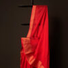 Crimson Elegance Red Kota Cotton Zari Plain Saree