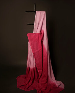 Rosy Romance Baby Pink and Red Linen Shaded Saree