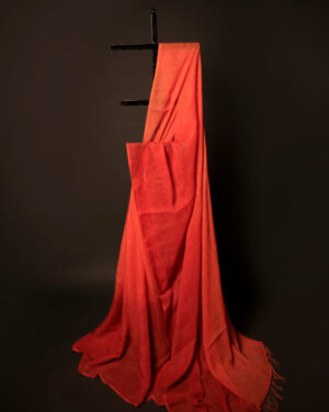 Tangerine Textures Orange Textured Linen Shaded Saree