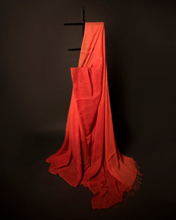 Tangerine Textures Orange Textured Linen Shaded Saree