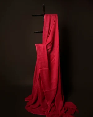Crimson Elegance Red Textured Linen Shaded Saree