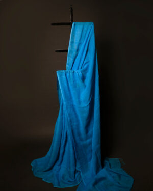Sapphire Symphony Blue Textured Linen Shaded Saree