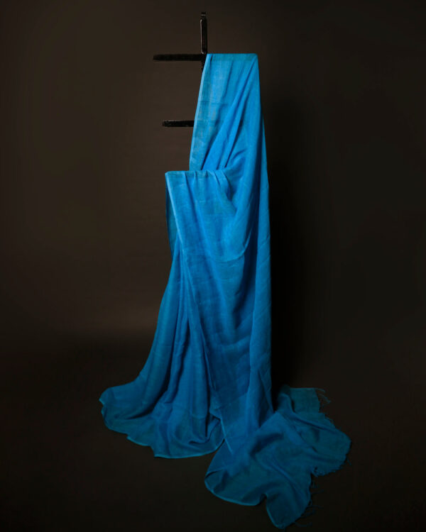 Sapphire Symphony Blue Textured Linen Shaded Saree