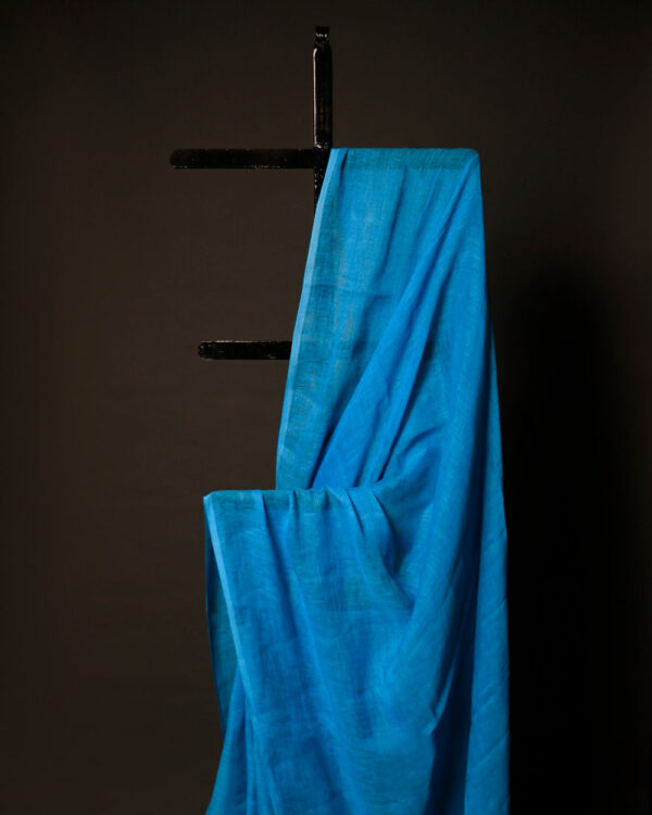 Sapphire Symphony Blue Textured Linen Shaded Saree